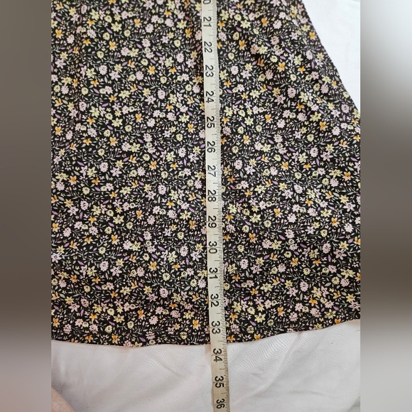 Lauren Conrad Womens Black Floral Short Sleeve V-Neck A Line Dress Size Small - Picture 10 of 11
